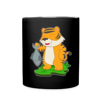 Tiger Angler Fisch Angeln - Tasse einfarbig - Schwarz - Vorne