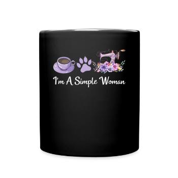 I'm A Simple Woman - Cat Lover Sewing Sewing Lover - Full Colour Mug - black - Front