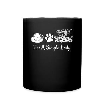 I'm A Simple Lady - Sewing Lover Cat Lover Sewing - Full Colour Mug - black - Front