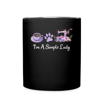 I'm A Simple Lady - Cat Lover Sewing Sewing Lover - Full Colour Mug - black - Front