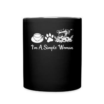 I'm A Simple Woman - Sewing Lover Cat Lover Sewing - Full Colour Mug - black - Front