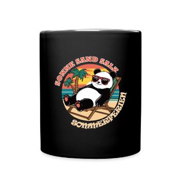 Entspannter Panda Sommerurlaub Sommerferien - Tasse einfarbig - Schwarz - Vorne