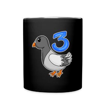 Motif 3ème anniversaire Colombe - Trois ans - Mug uni - noir - Devant
