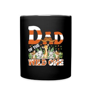 Papa Of The Wild One Birthday Zoo Theme Safari - Full Colour Mug - black - Front