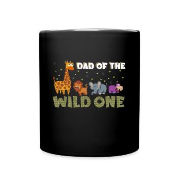 Papa Of The Wild One Birthday Zoo Theme Safari - Full Colour Mug - black - Front