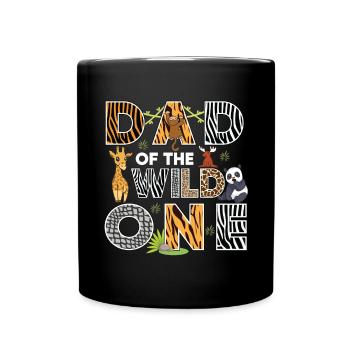 Papa Of The Wild One Birthday Zoo Theme Safari - Full Colour Mug - black - Front
