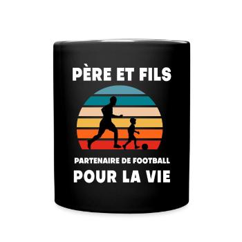 père et fils football vintage rétro papa - Mug uni - noir - Devant