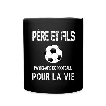 Vater und Sohn Fußball Papa - Tasse einfarbig - Schwarz - Vorne