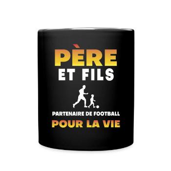 père fils football partenaire vie papa - Mug uni - noir - Devant