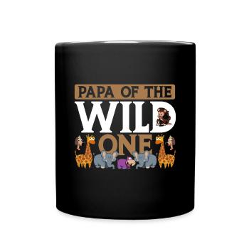 Papa Of The Wild One Birthday Zoo Theme Safari - Full Colour Mug - black - Front