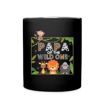 Papa Of The Wild One Birthday Zoo Theme Safari - Full Colour Mug - black - Front