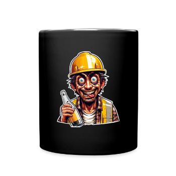 Bauarbeiter Bier Betrunken Lustig - Tasse einfarbig - Schwarz - Vorne