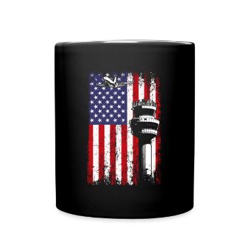 American Flag US, air traffic controller - Tasse einfarbig - Schwarz - Vorne