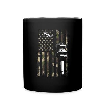 American Flag US, air traffic controller - Tasse einfarbig - Schwarz - Vorne
