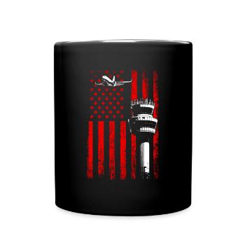 American Flag US, air traffic controller - Tasse einfarbig - Schwarz - Vorne