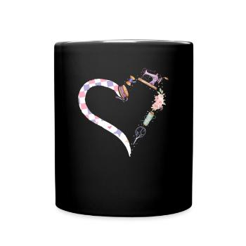 Machine à coudre Coeur à coudre Sewing Lover - Mug uni - noir - Devant