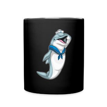 Dolphin Sailor Chapeau de marin - Mug uni - noir - Devant