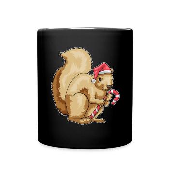 Canne de Noël écureuil - Mug uni - noir - Devant