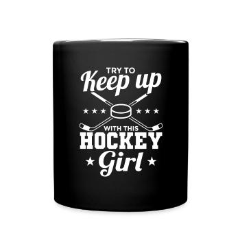 Eishockey Mädel - Tasse einfarbig - Schwarz - Vorne