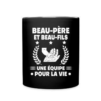 Stepdad and stepson team for life hand - Full Colour Mug - black - Front