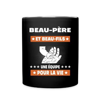 beau-père et beau-fils papa homme main - Mug uni - noir - Devant