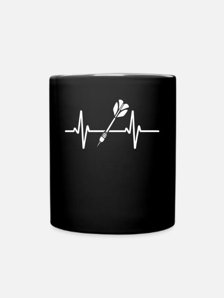 Dart Herzschlag Pfeil EKG Motiv für Dartspieler - Tasse einfarbig - Schwarz
