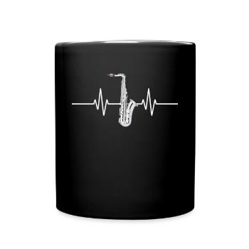 Saxophone Heartbeat Design Mélomane - Mug uni - noir - Devant