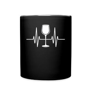 Wine glass heartbeat for wine lovers - Full Colour Mug - black - Front