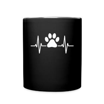 Heartbeat with paw print - Full Colour Mug - black - Front