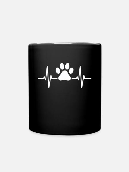 Heartbeat with paw print - Full Colour Mug - black