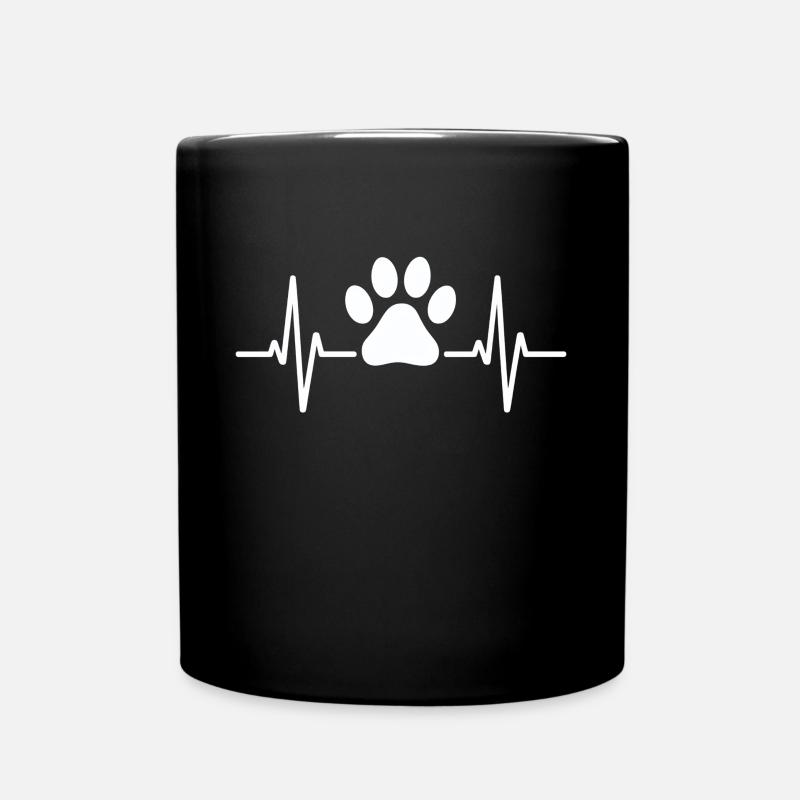 Heartbeat with paw print - Full Colour Mug - black
