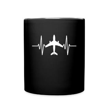 Ligne ECG de battement de cœur d’avion - Mug uni - noir - Devant