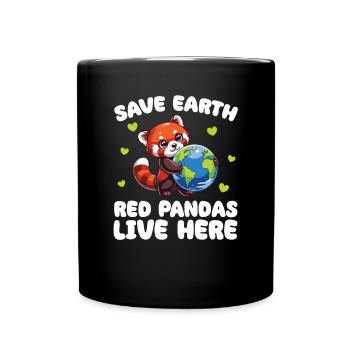 Save the Earth Red Pandas live here Earth Day - Full Colour Mug - black - Front