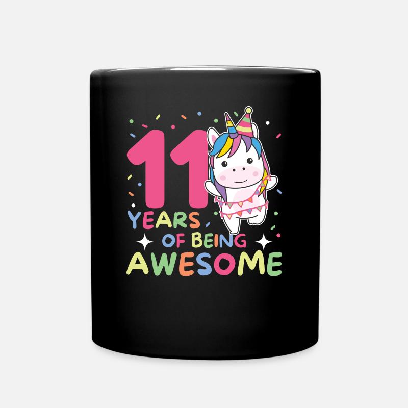 Einhorn zum 11. Geburtstag Kinder elf Jahre alt - Tasse einfarbig - Schwarz