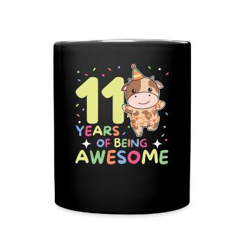 Cow for 11th birthday children eleven years old - Full Colour Mug - black - Front