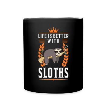 La vie est meilleure avec les paresseux - Mug uni - noir - Devant