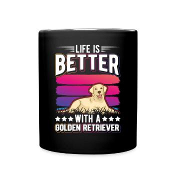 Das Leben ist besser mit einem Golden Retriever - Tasse einfarbig - Schwarz - Vorne
