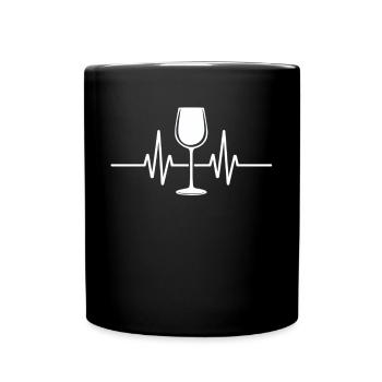 Verre à vin Heartbeat ECG Lines Design - Mug uni - noir - Devant