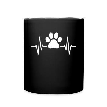 Battement de cœur avec patte pour les amoureux des animaux - Mug uni - noir - Devant