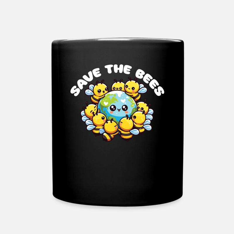 Rettet die Erde Bienen leben hier Save The Bees - Tasse einfarbig - Schwarz