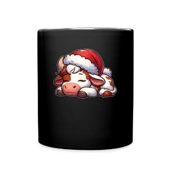 Chapeau de Noël Noël Fée Lumières Vache - Mug uni - noir - Devant