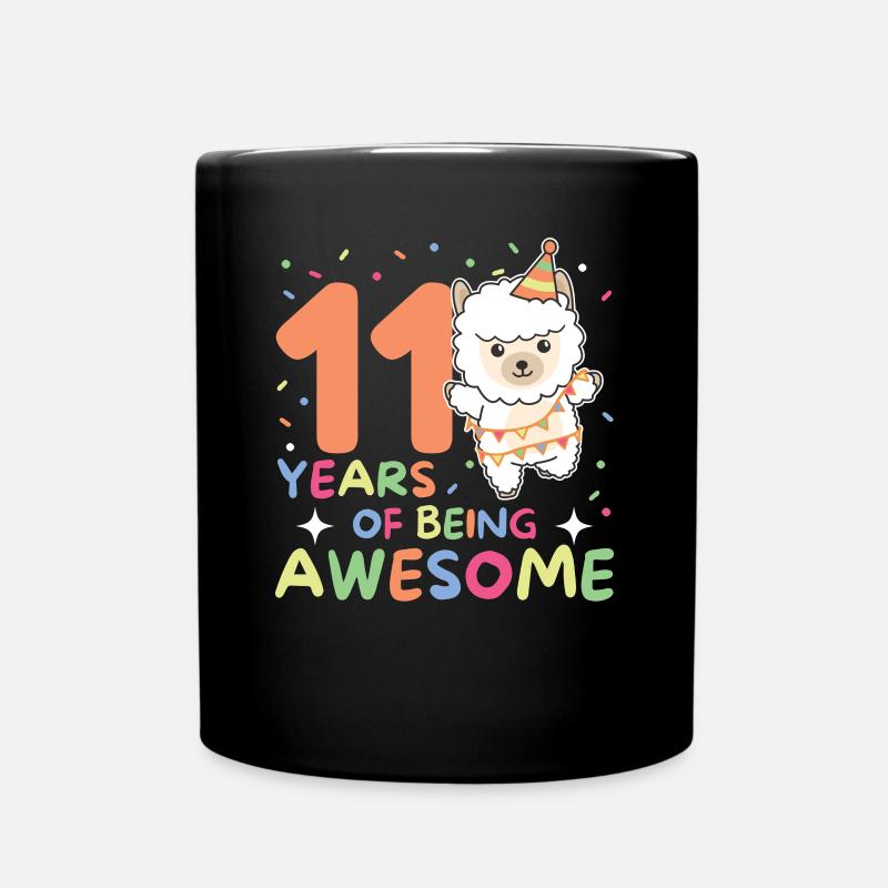 Alpaca for 11th birthday children eleven years old - Full Colour Mug - black