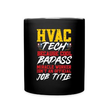 Heating, Air Conditioning, Ventilation, Technician - Full Colour Mug - black - Front