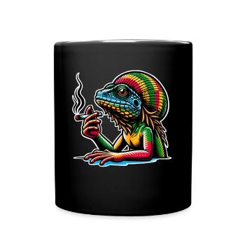 Lézard fumant du cannabis - Mug uni - noir - Devant