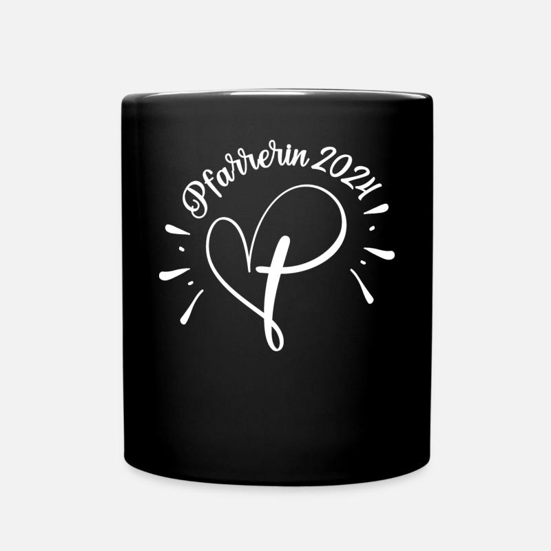 Pfarrerin 2024 Herz Kreuz Symbol Christen Kirche - Tasse einfarbig - Schwarz