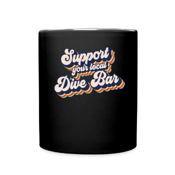 Unterstützen Sie Ihre lokale Kneipe. Lustige Retro - Tasse einfarbig - Schwarz - Vorne