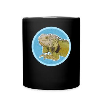 Leguan Reptilien Eidechse Leguane Geschenk - Tasse einfarbig - Schwarz - Vorne