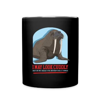 Walross Walrus Walroß Walrosse Geschenk - Tasse einfarbig - Schwarz - Vorne