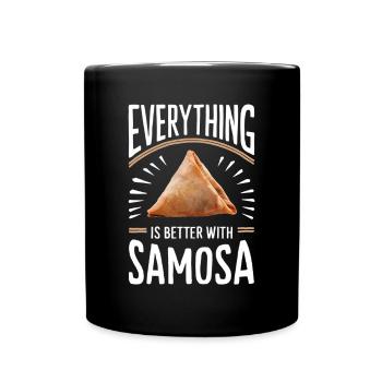 Tout est meilleur avec le samosa - Mug uni - noir - Devant