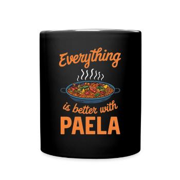 Tout est meilleur avec la paella - Mug uni - noir - Devant
